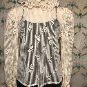 Vintage Inspired Ruffle Neck Top